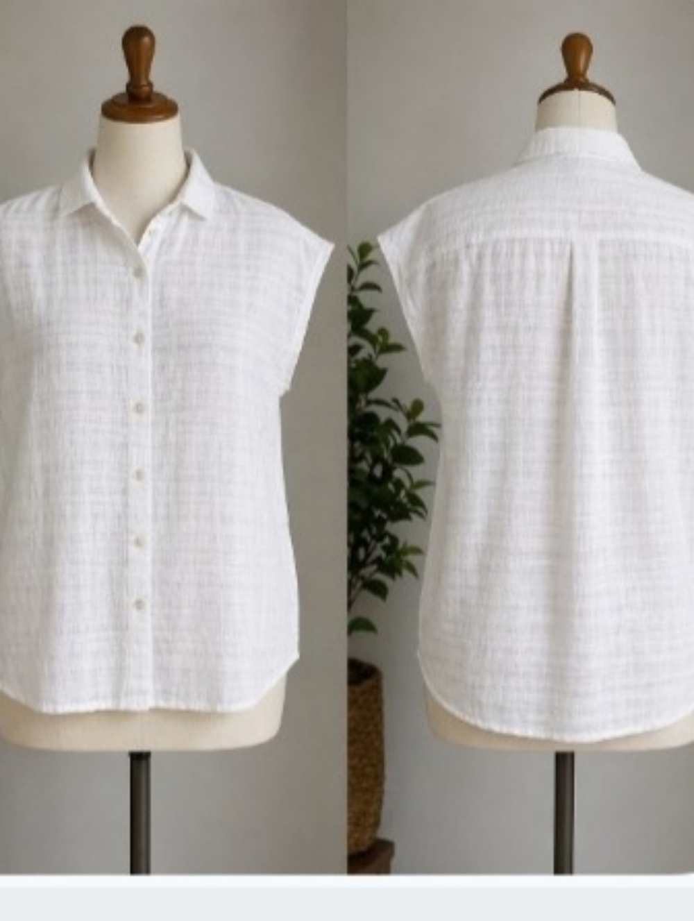 Cynthia Rowley White Sleeveless Button Front Blouse
